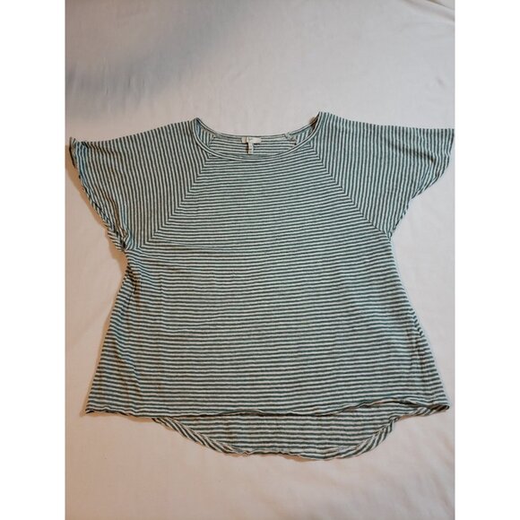 Joie Womens oversized 100% Linen green white striped tee size XS Short sleeve - Picture 4 of 10
